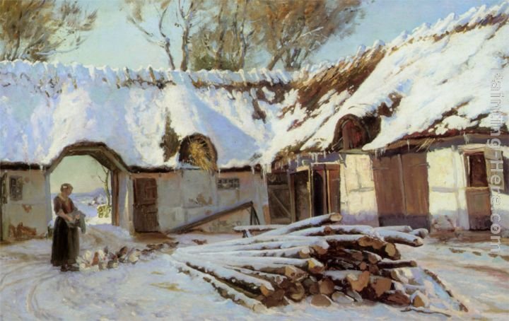 Viggo Christian Frederick Pedersen Feeding the Chickens